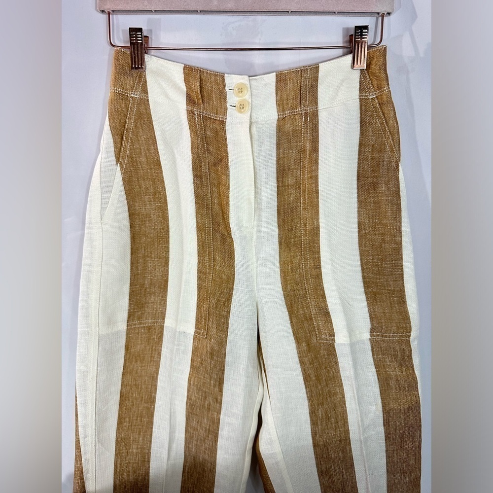 J CREW Tan and white linen pants size 2 - Picture 4 of 8